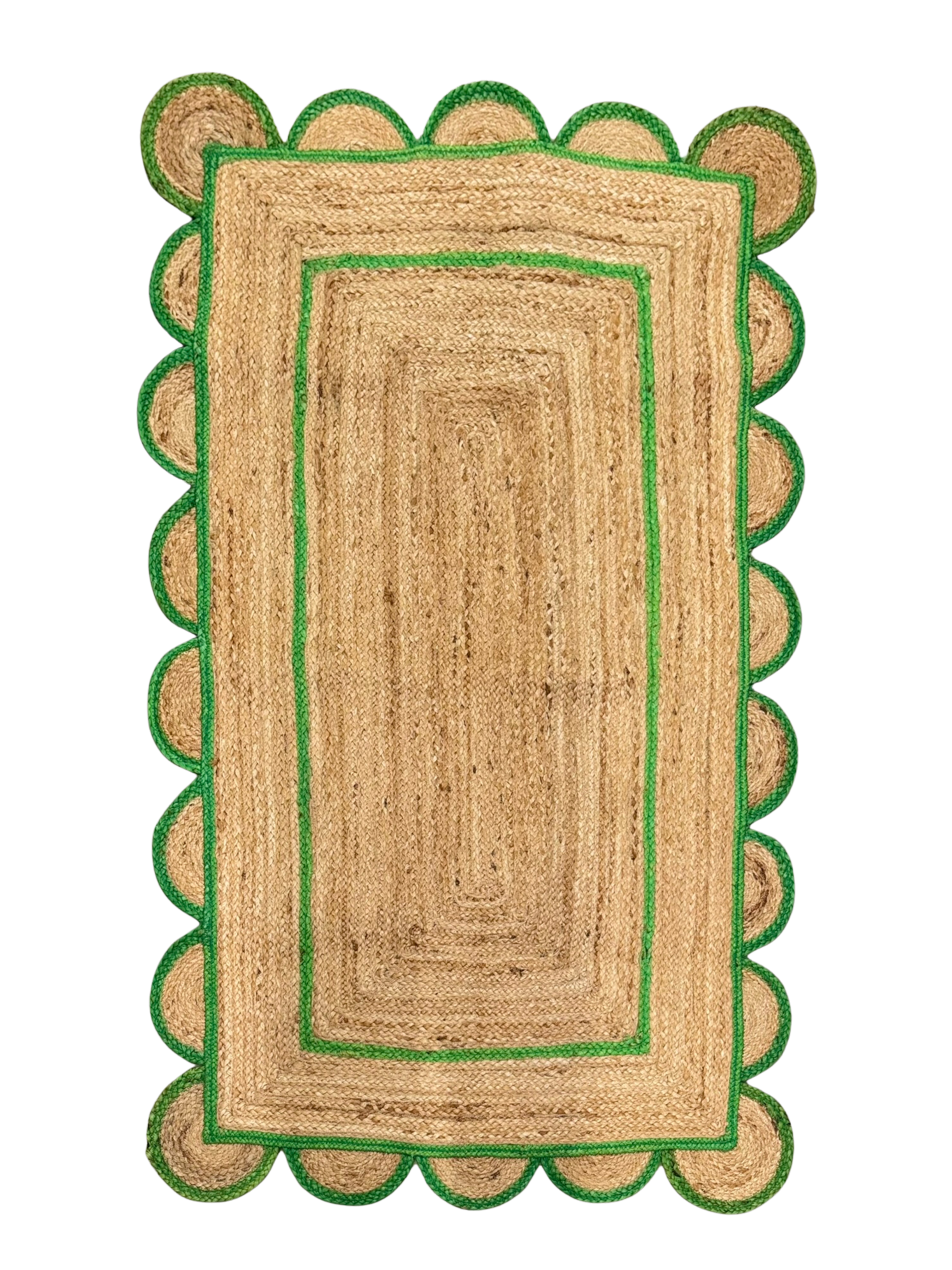 Green Scalloped Jute Rug