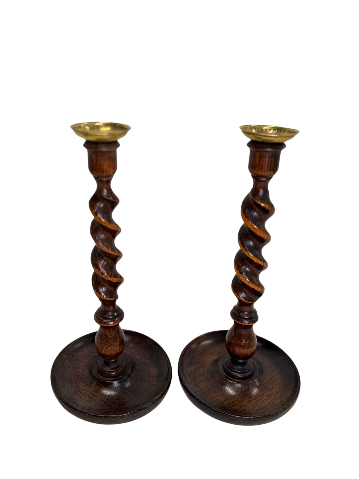 Pair of Antique English Barley Twist Candlelsticks