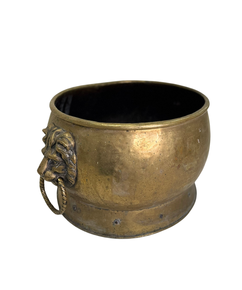 Antique Large Brass Lion Bucket