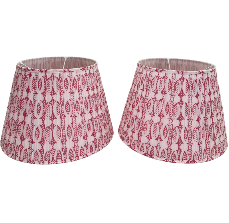 Pair of Pink Block Print Lamp Shades