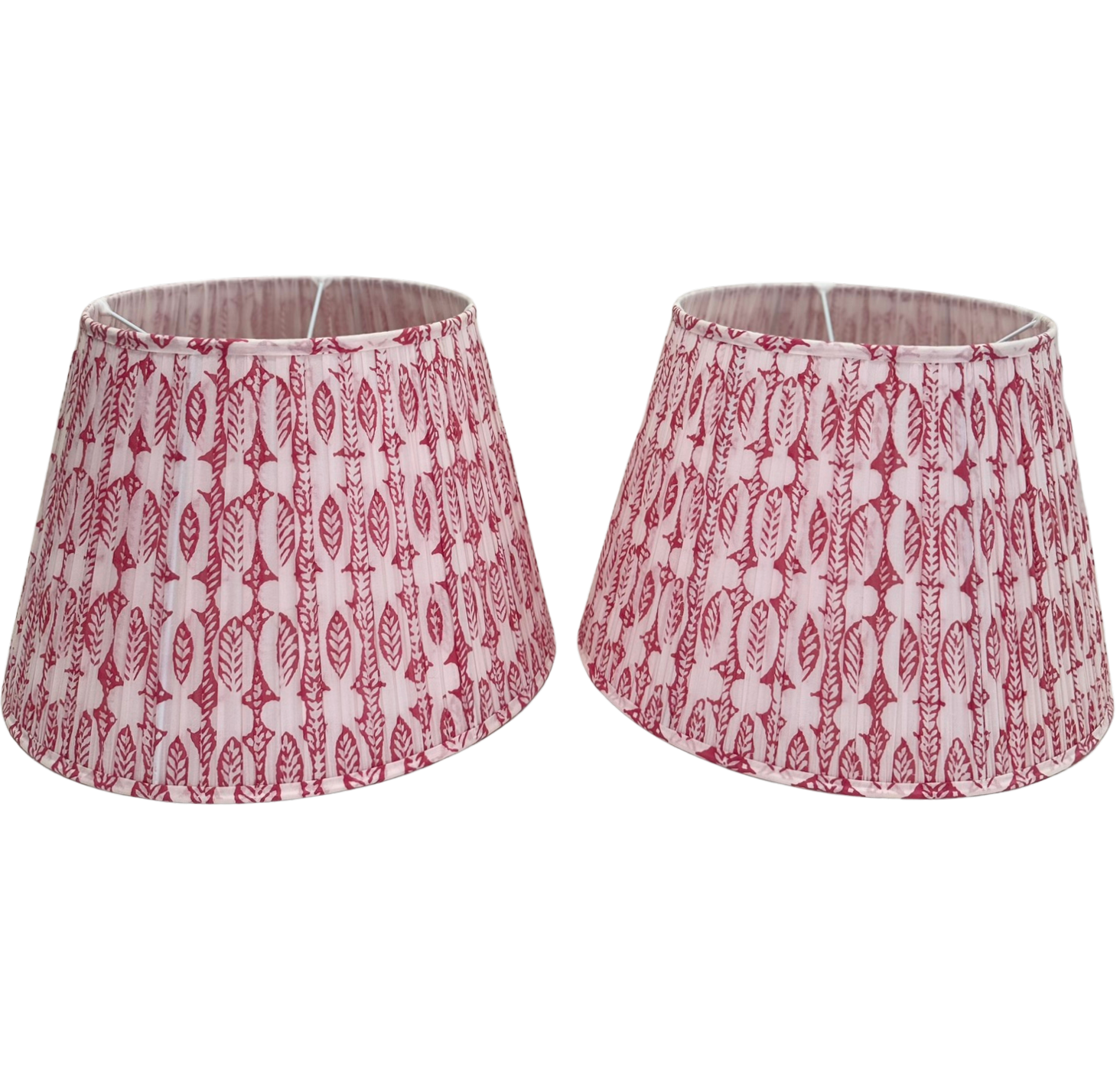 Pair of Pink Block Print Lamp Shades