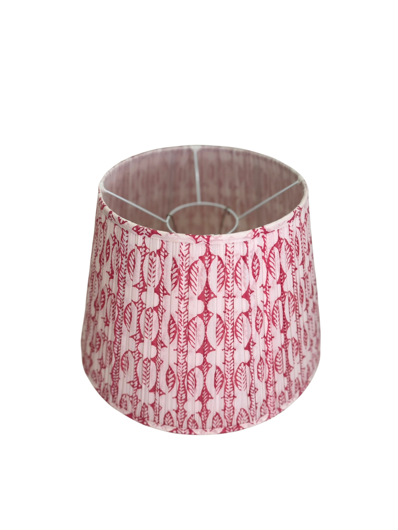 Pair of Pink Block Print Lamp Shades