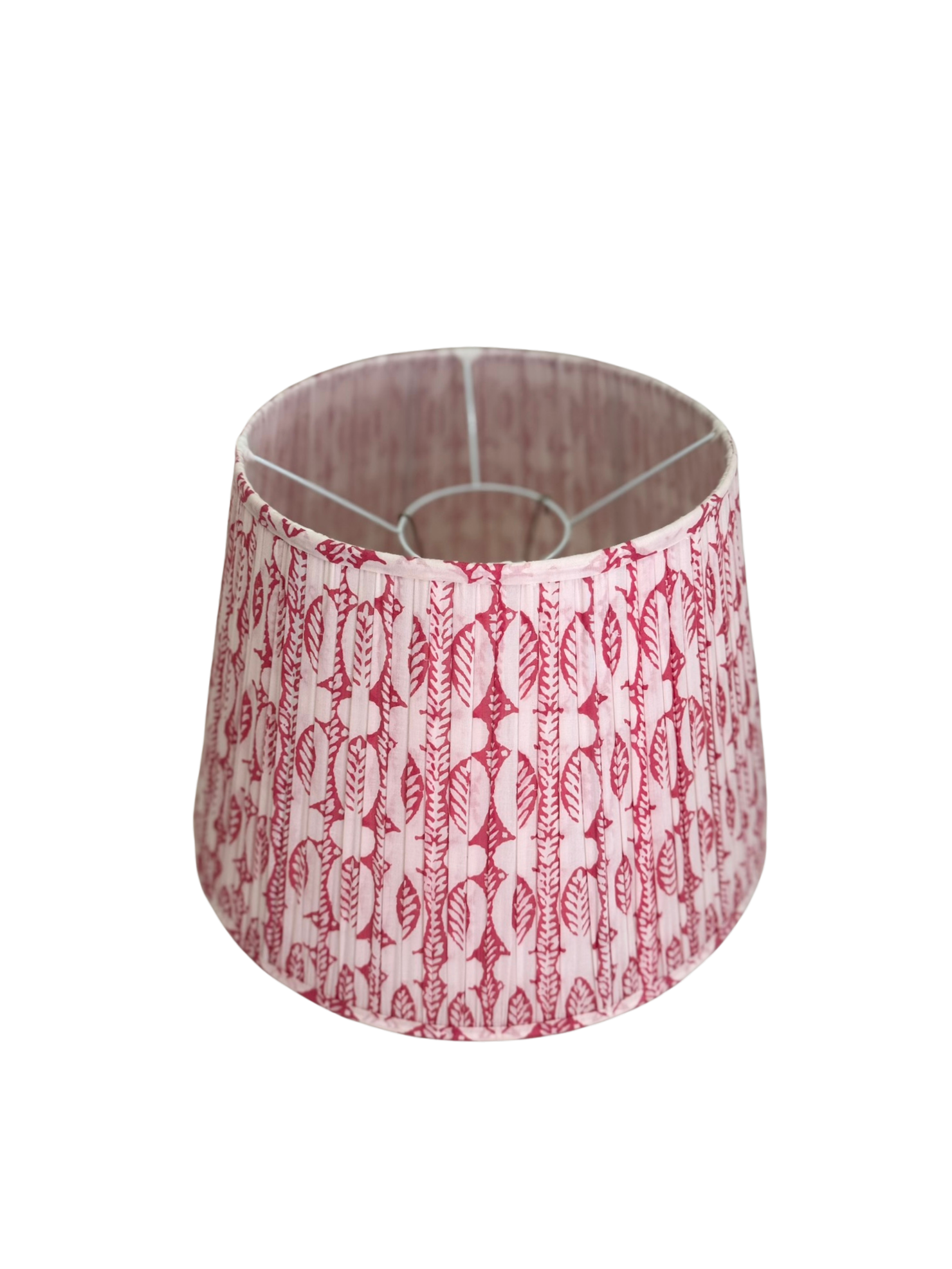 Pair of Pink Block Print Lamp Shades