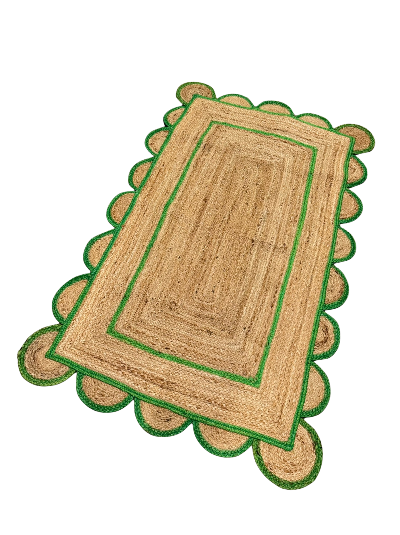 Green Scalloped Jute Rug