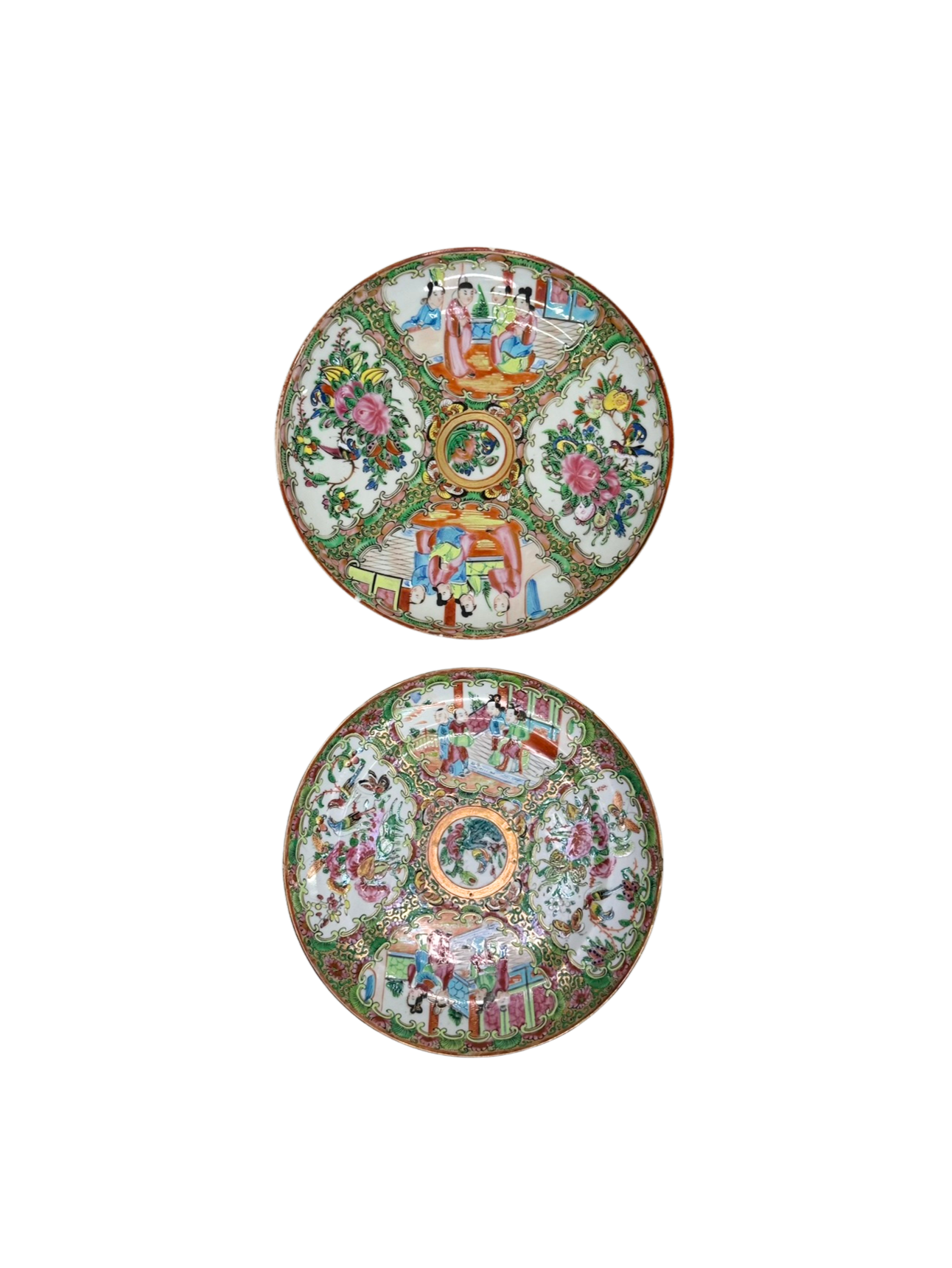 19th Century Chinese Export Rose Medallion Plates, Set of 2