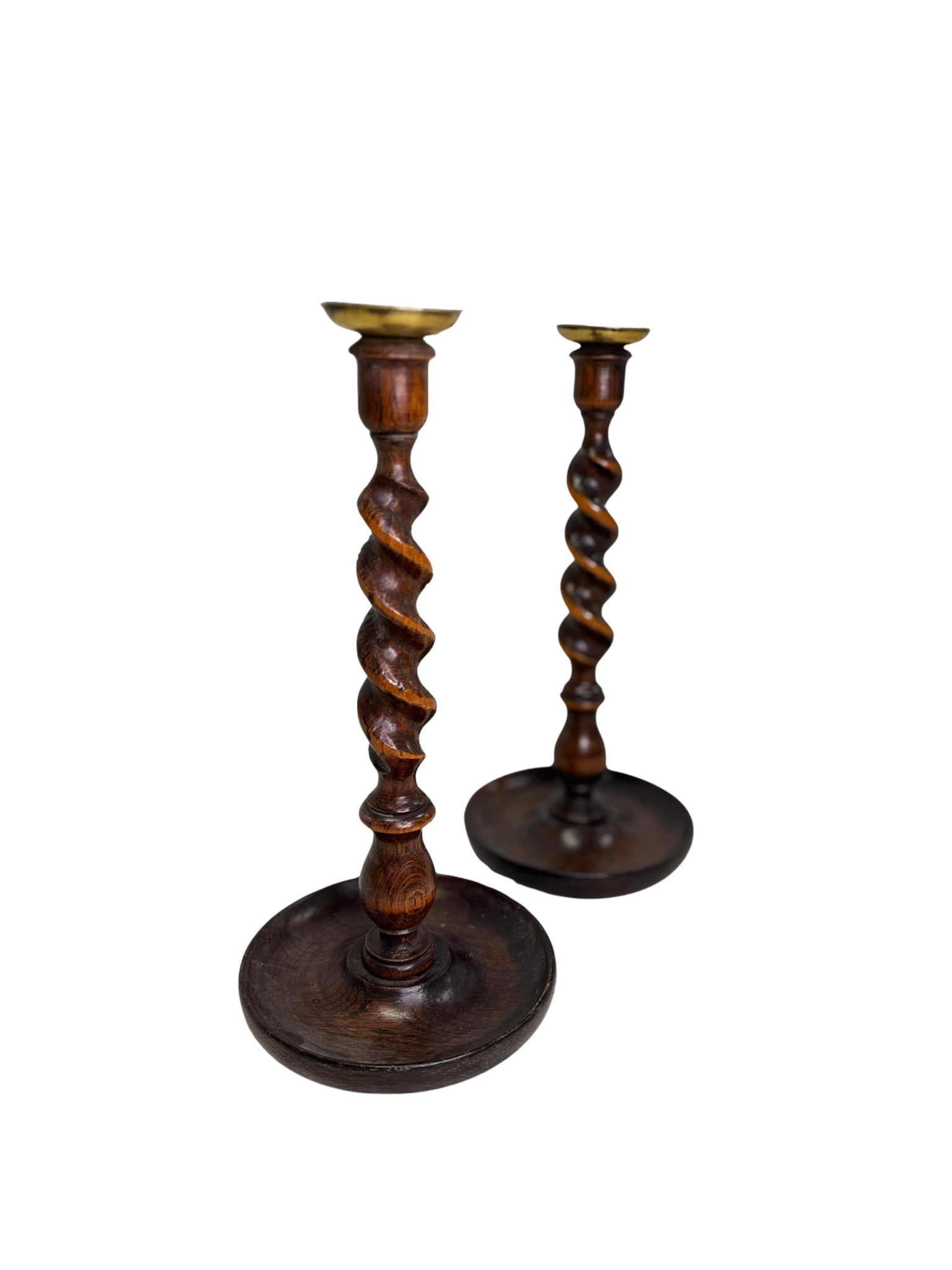 Pair of Antique English Barley Twist Candlelsticks