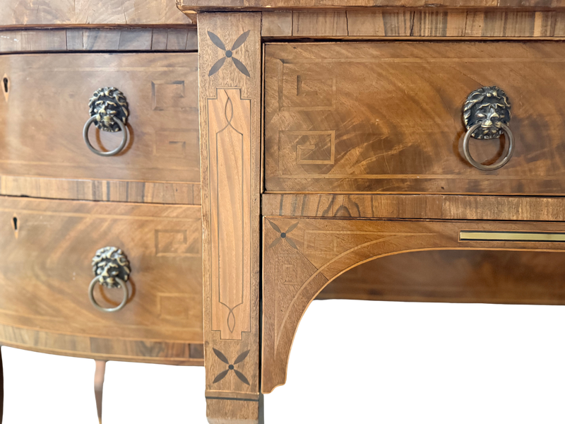 Antique Mahogany Sideboard, Greek Key Inlay