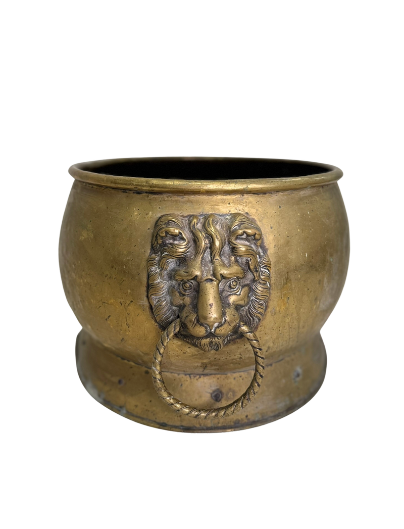 Antique Large Brass Lion Bucket