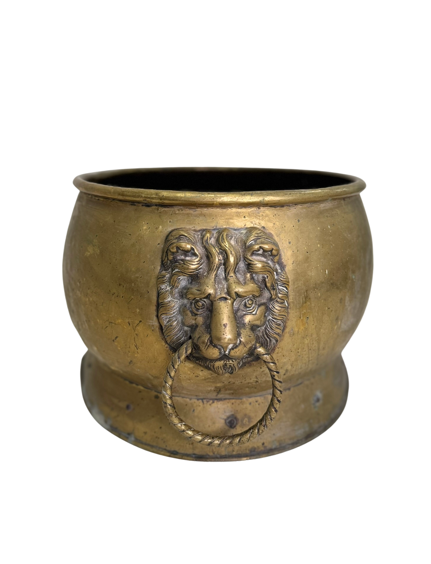 Antique Large Brass Lion Bucket