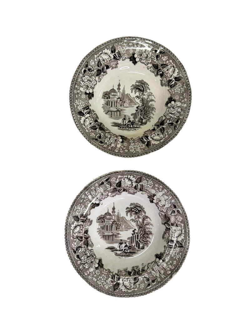 Set of 2 Antique Brown Staffordshire Dishes