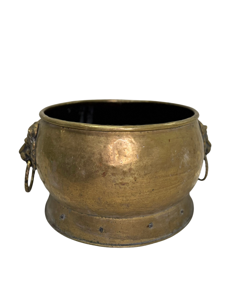 Antique Large Brass Lion Bucket