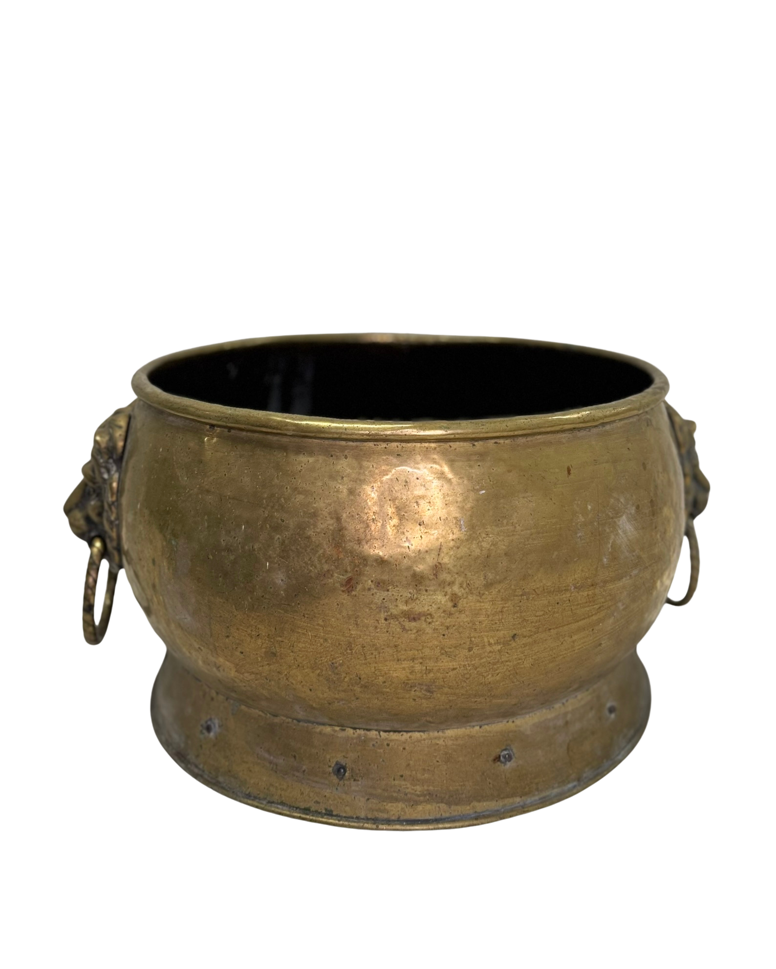 Antique Large Brass Lion Bucket