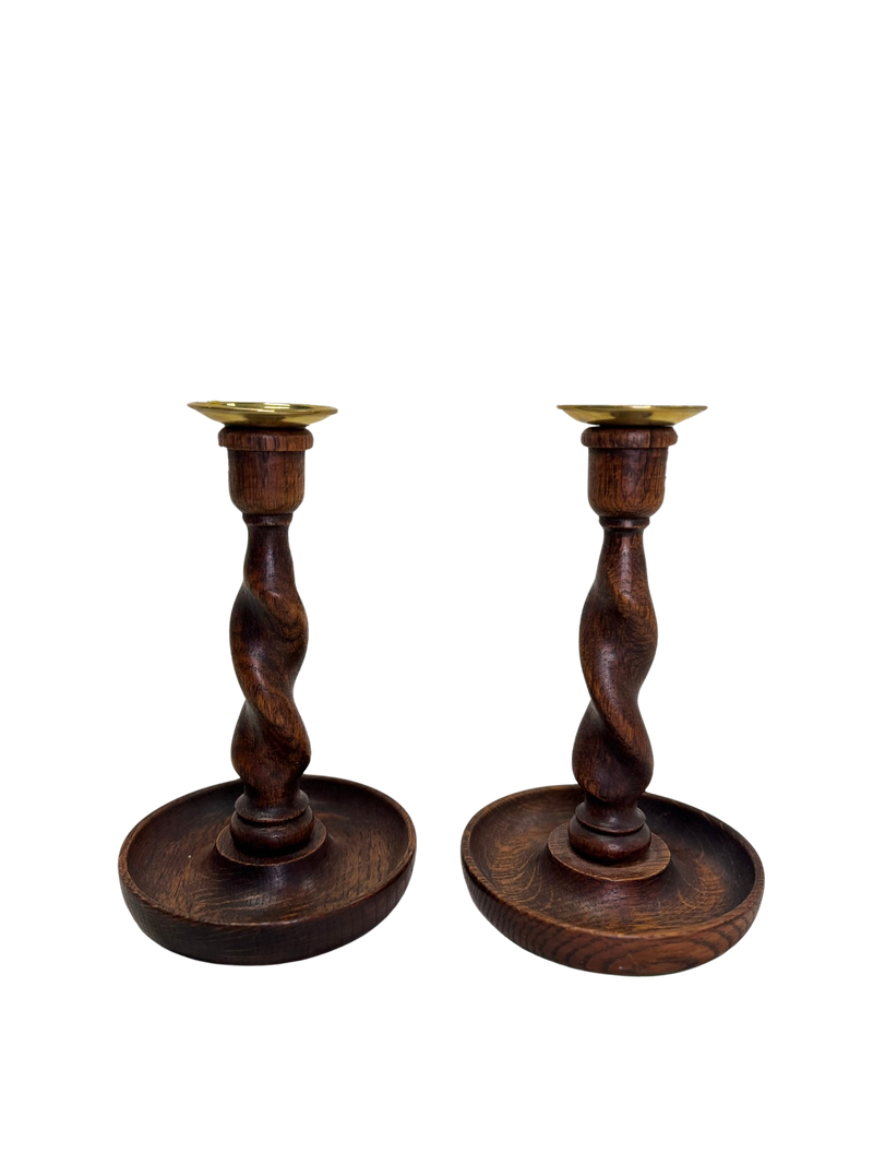 Pair of Antique English Barley Twist Candlelsticks
