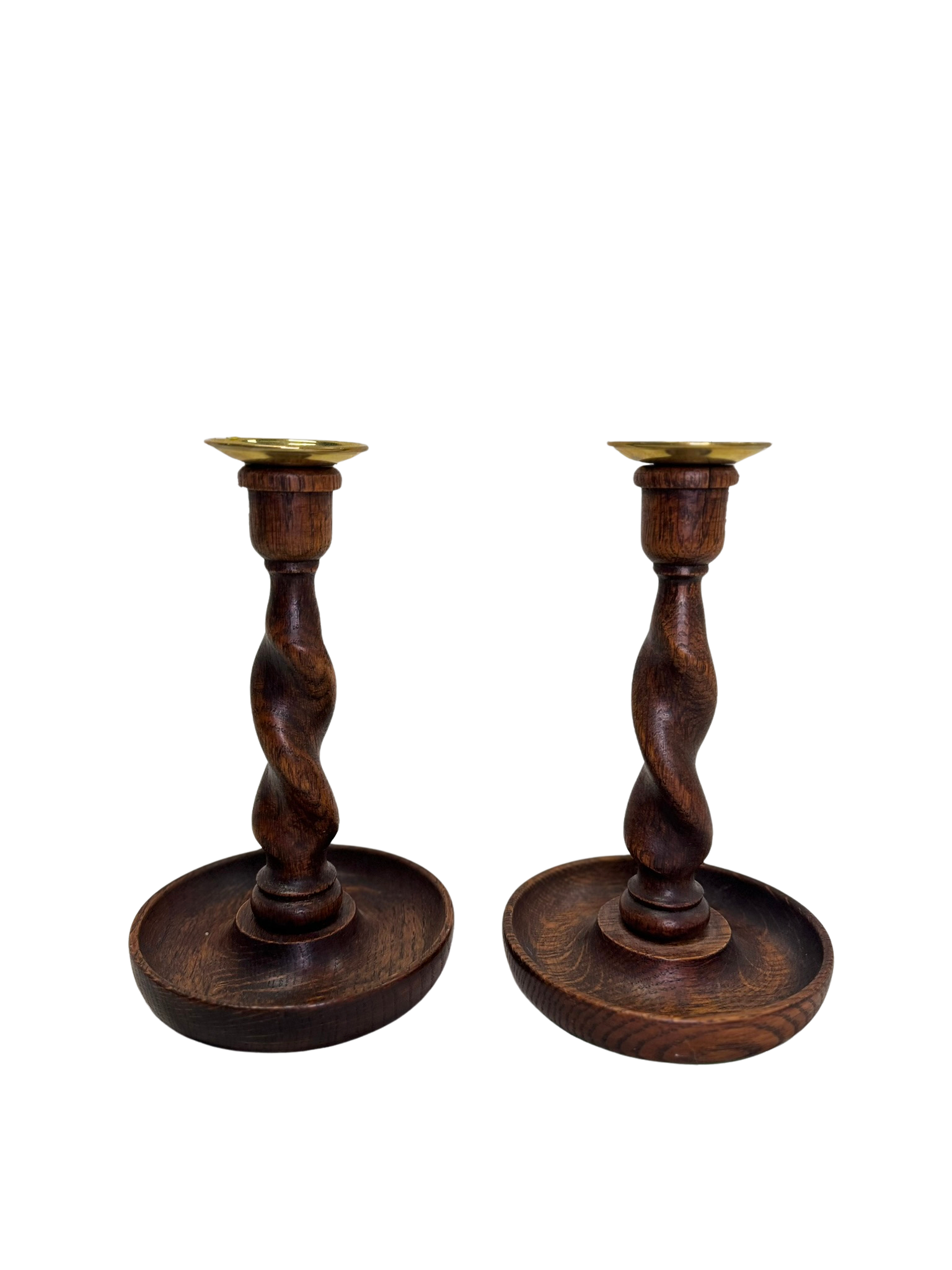 Pair of Antique English Barley Twist Candlelsticks