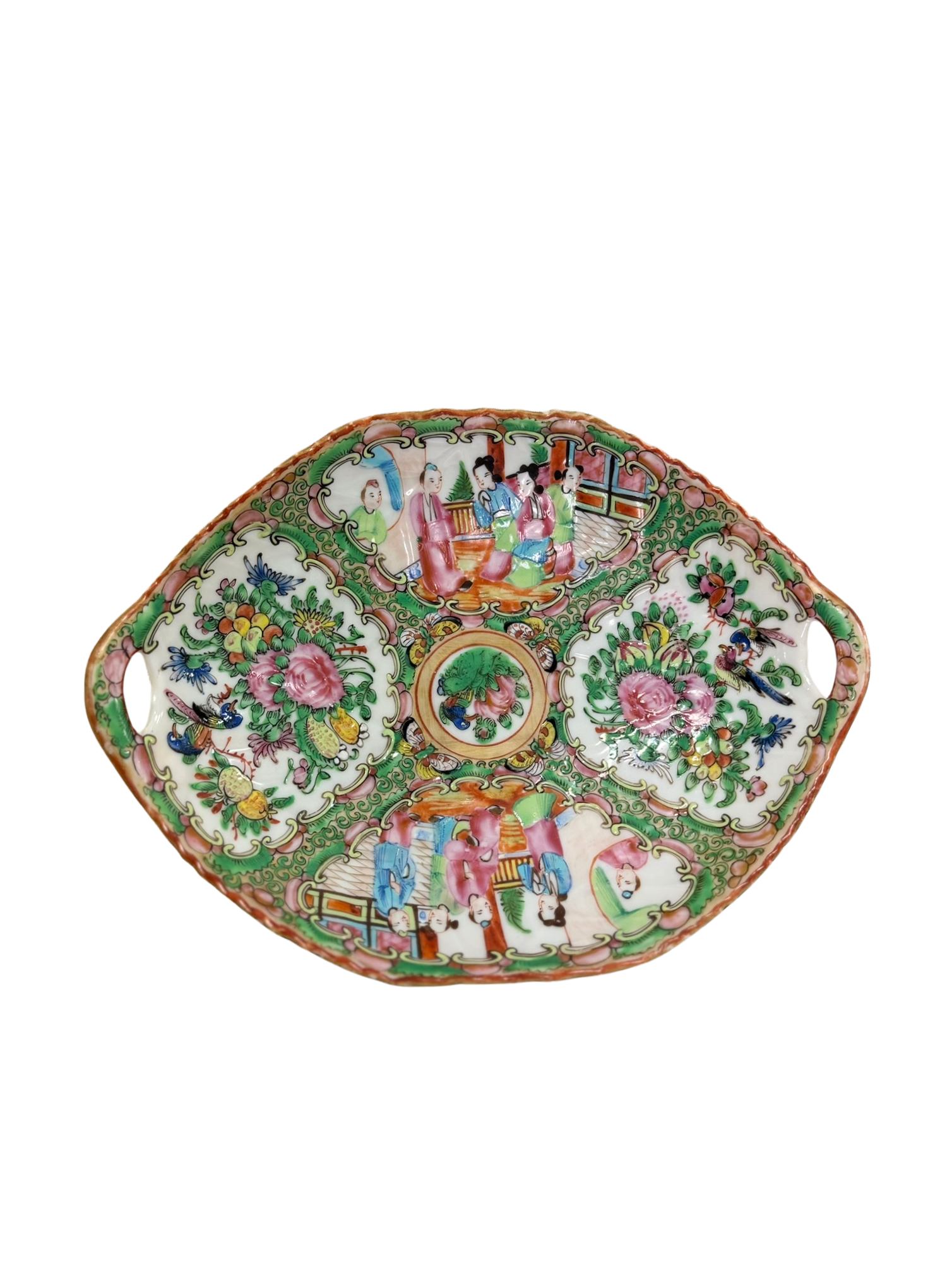 19th Century Chinese Export Rose Medallion Oval Shallow Platter